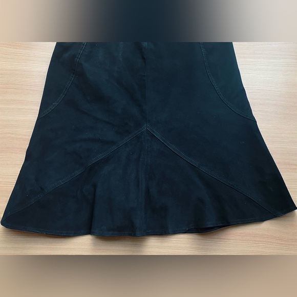 Y2K Vakko VS2 100% Goat Suede Leather Patchwork Skirt in Black size Small 4 - Picture 6 of 8